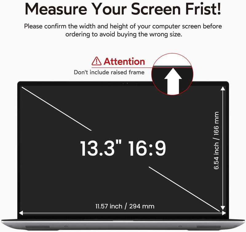 BERSEM Laptop Sichtschutzfolie 13.3 Zoll, 16:9 Seitenverhältnis Abnehmbarer Sichtschutz, Laptop Sich