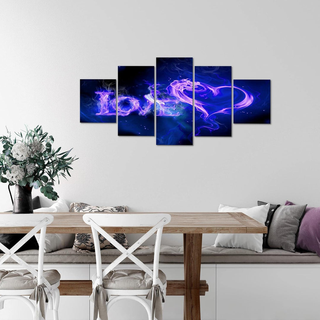 Runa Art Wandbilder Abstrakt Feuer Love 5 Teilig Bild auf Vlies Leinwand Deko Wohnzimmer Schlafzimme