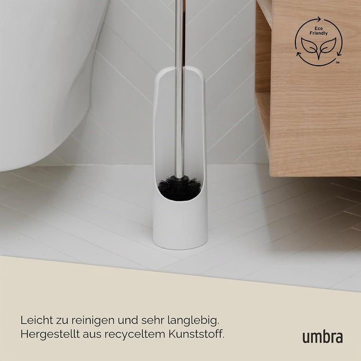 Umbra Touch Toilettenbürstenhalter mit Behälter, Weiss | Gewichtete Basis, platzsparend fürs Bad, le
