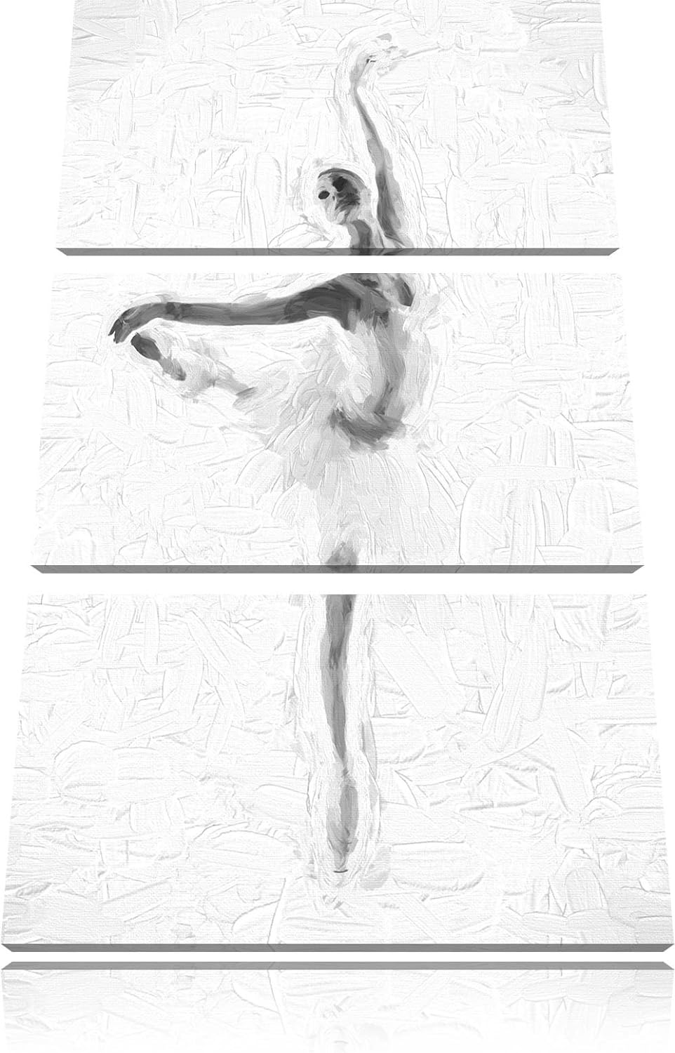 Pixxprint Ästhetische Ballerina Pinsel Effekt 3-Teiler Leinwandbild 120x80 Bild auf Leinwand