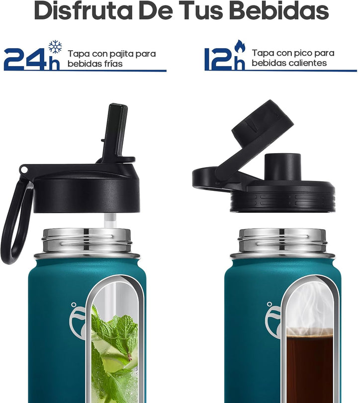 HydroPal Edelstahl Trinkflasche - 750ml, 1L, 1,2L, BPA-Frei, Kohlensäure geeignet, Isolierte flasche