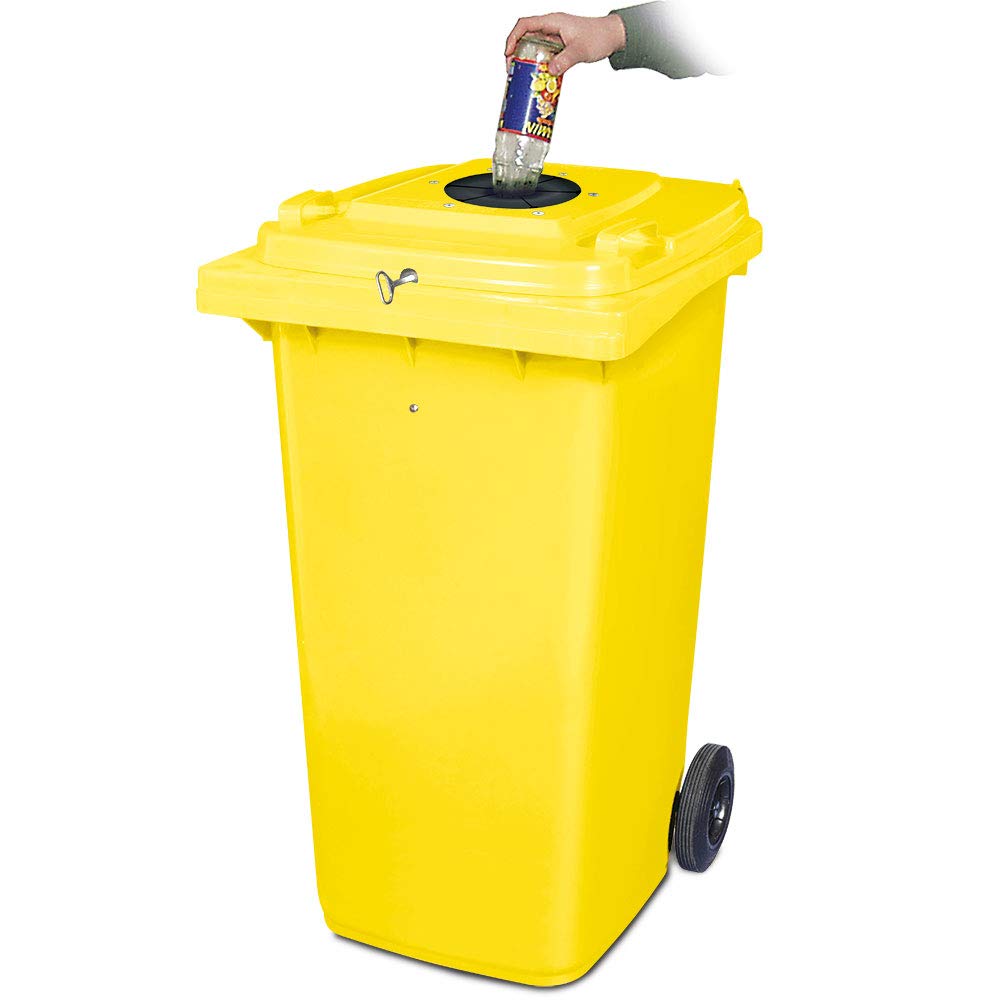BRB 240 Liter Müllbehälter, Flascheneinwurf mit Gummirosette, abschliessbar mit Dreikantschlüssel (g