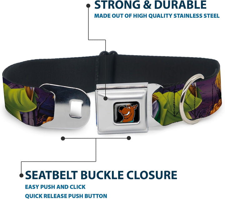 Buckle-Down 22,9–38,1 cm sdc-Scooby DOO Face Full Color Schwarz Hund Halsband M - Fits 11-17" - 1.0"