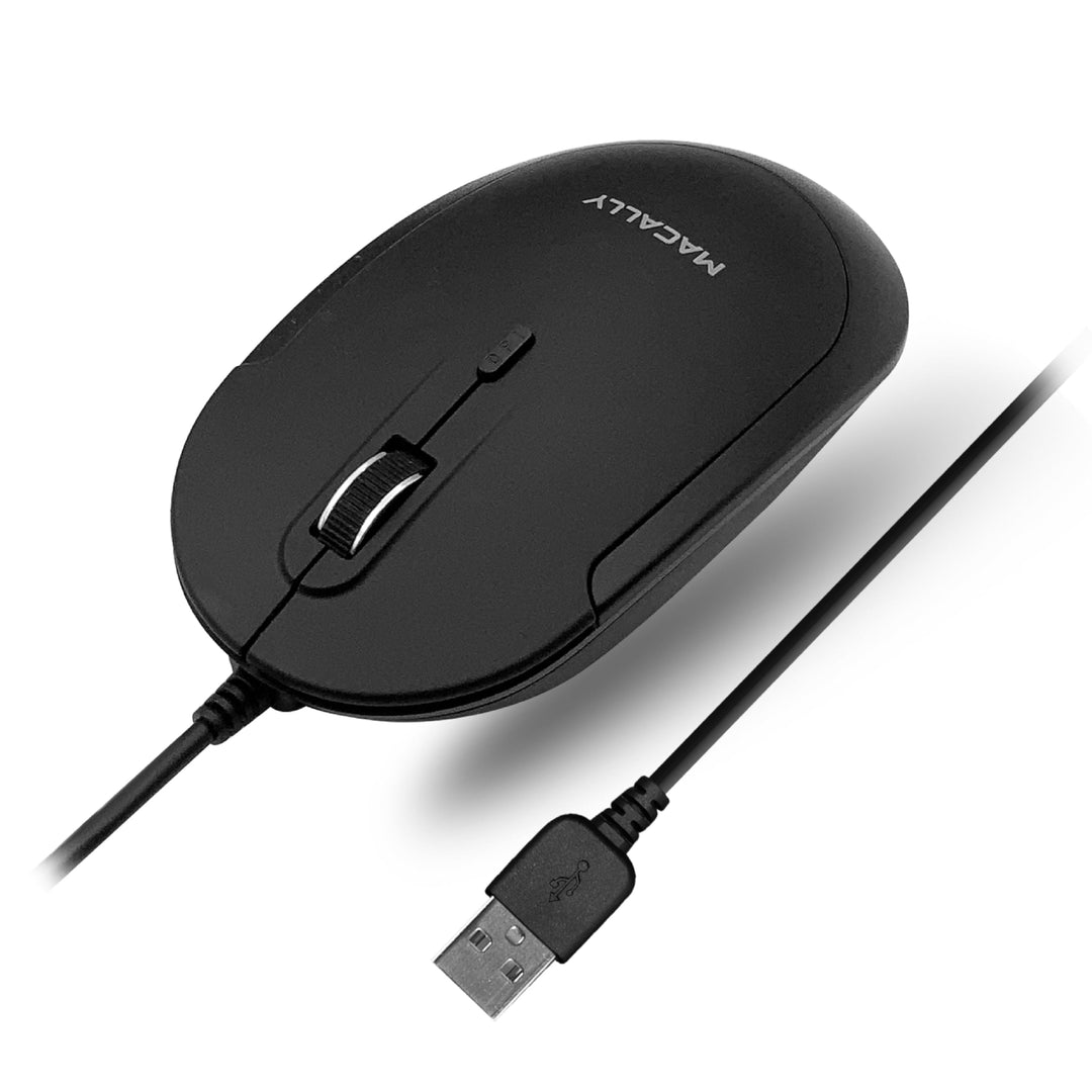 Macally Stille USB-Maus - Schlank & Kompakt für Apple Mac oder Windows PC Laptop/Desktop - Mit Optis