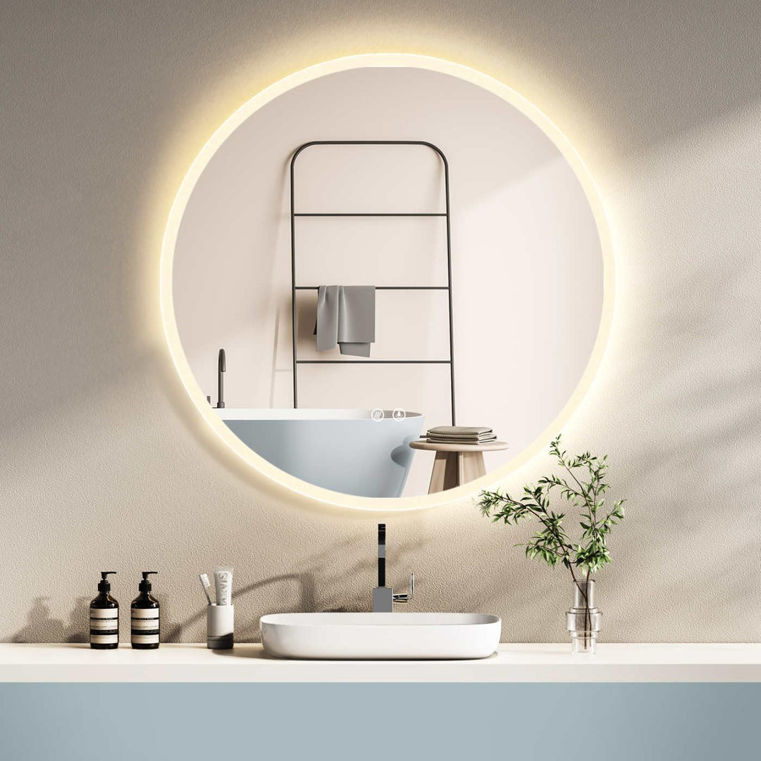 HOKO® Runder LED Bad Spiegel 80cm, mit ANTIBESCHLAG SPIEGELHEIZUNG, LED beleuchtet Badezimmerspiegel