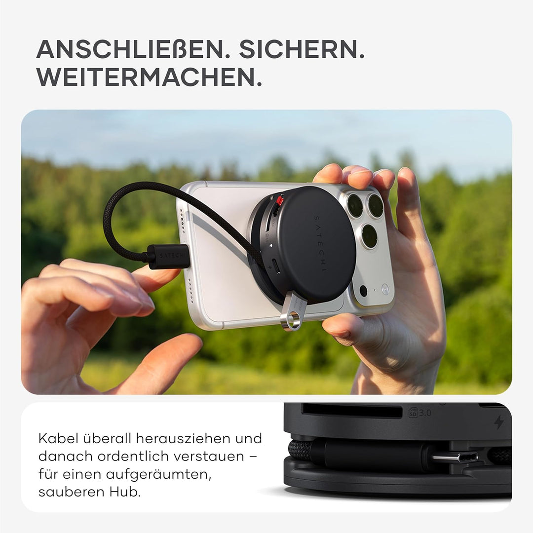 SATECHI OntheGo™ 7-in-1 USB-C Hub, magnetischer kompakter Multiport Adapter 100W Power Delivery, HDM