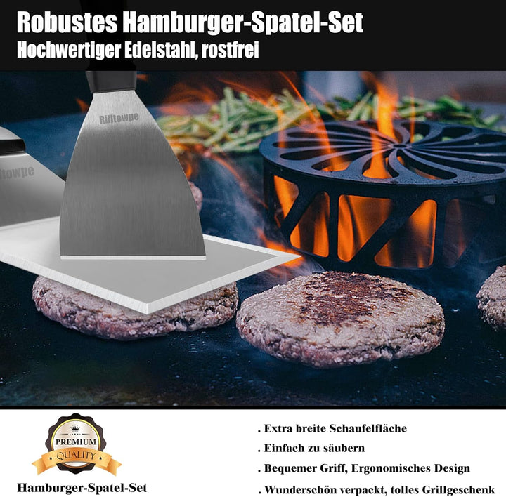 Grillspachtel Grillspachtel Set aus Edelstahl,Grillspachtel for Grillen, Plancha Spachtel,Grill Zube