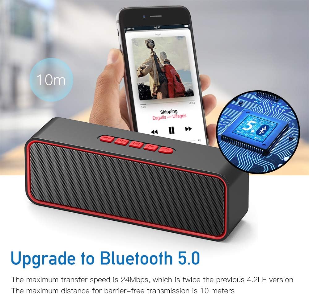 SONKIR Wireless Bluetooth Lautsprecher, Tragbarer Bluetooth 5.0 Lautsprecher mit Dual-Treiber Bass,