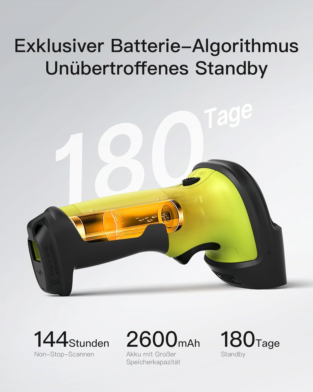 Inateck Barcode Scanner Wireless 2.4 GHz, 35 m Reichweite, automatisches schnelles und präzises Scan