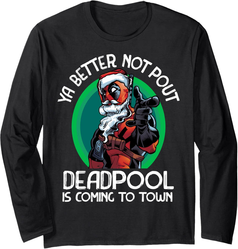 Marvel Deadpool Is Coming To Town Weihnachten Langarmshirt