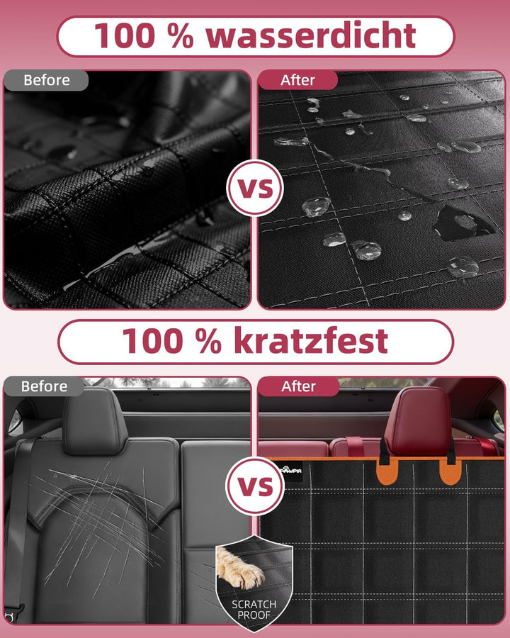 Hundedecke Auto Rückbank 100% Wasserdicht Kratzfeste Autoschondecke Hund Rücksitz mit Seitenschutz u