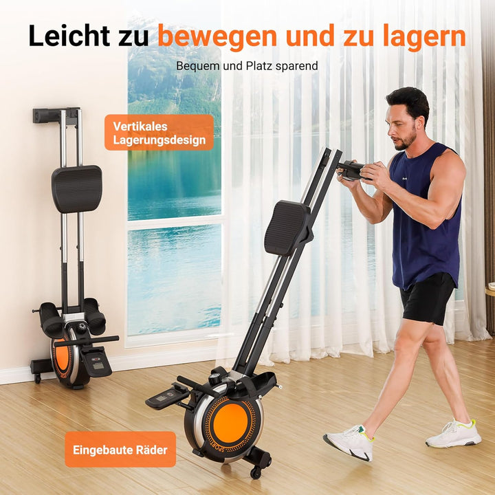 Dripex Rudergerät für Zuhause, Rudergeräte bis 160 kg Belastbar, Magnetisches Rudergerät mit 16 Wide
