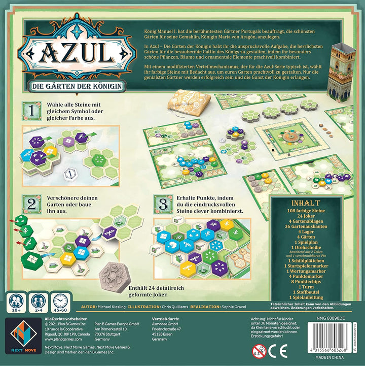 Next Move Games | Azul – Die Gärten der Königin | Familienspiel | 2-4 Spieler | Ab 10+ Jahren | 45-6