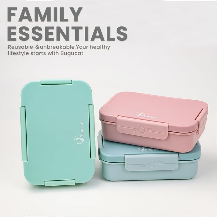 Bugucat Lunchbox Kinder 1300ML 2Set, Brotdose Kinder mit 5 Fächern Bento Box Brotdosen mit Besteckse