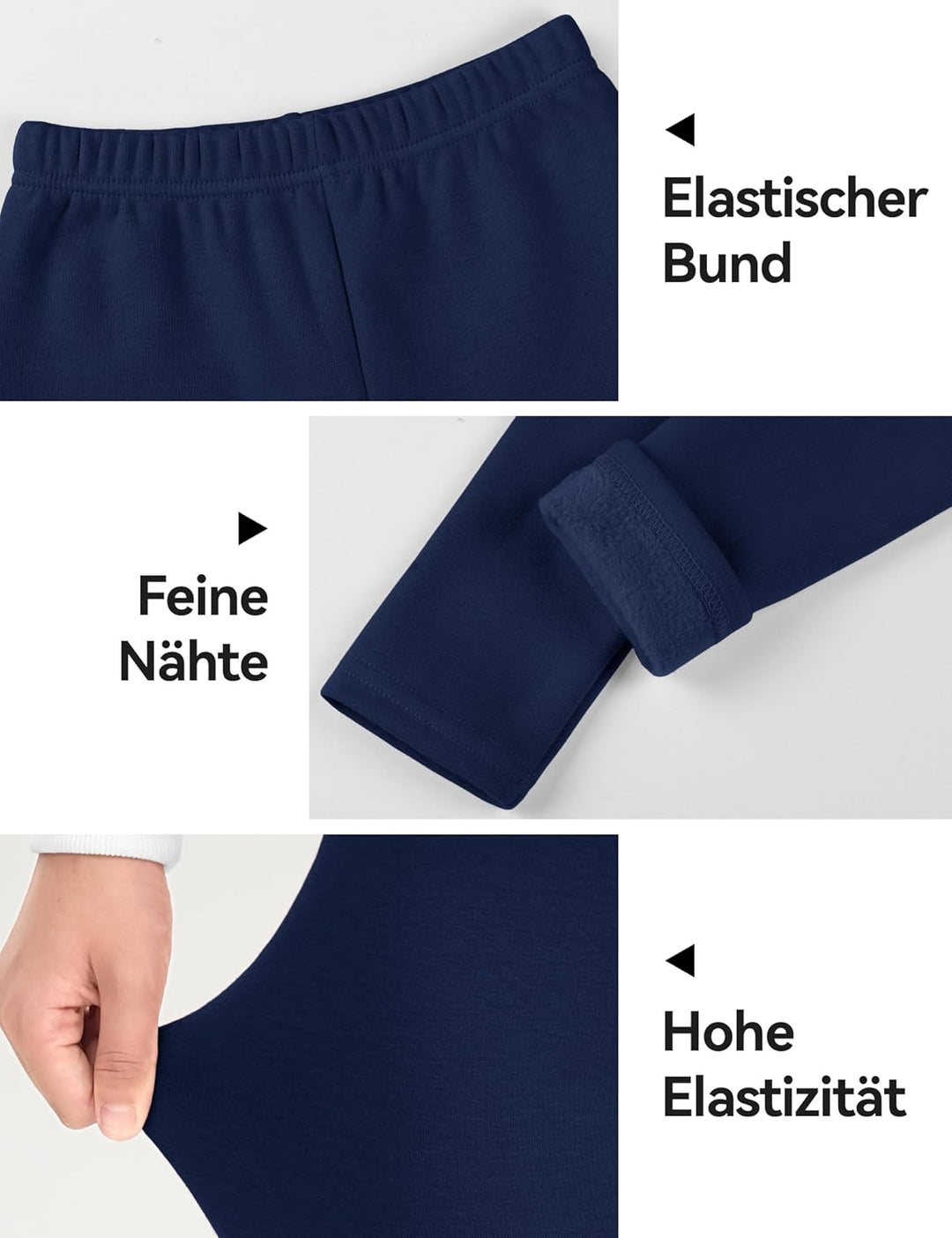 KEREDA Mädchen Leggings Thermo Gefüttert Warme Winter Dicke 2er-Pack 122-128 Schwarz/Navy, 122-128 S