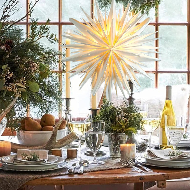 EANLOLY Stehender Weihnachtsstern Beleuchtet - LED Papierstern Weihnachten Tischlampe für Weihnachts
