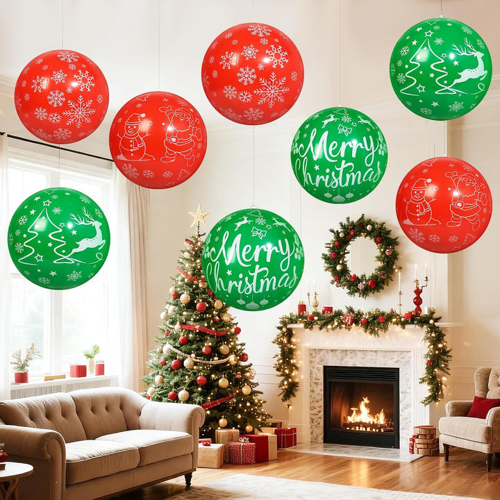 8 Stück 40 cm Weihnachts aufblasbare Bälle Aufblasbare Weihnachtskugel Ornamente im Freien für Weihn