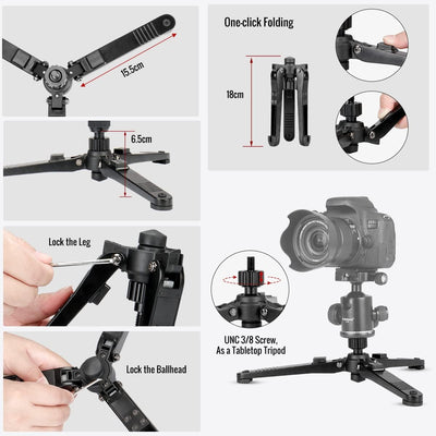 Koolehaoda MP-325L Einbeinstativ mit Standspinne für Kameras, Aluminium Einbeinstativ, Max. Höhe 171