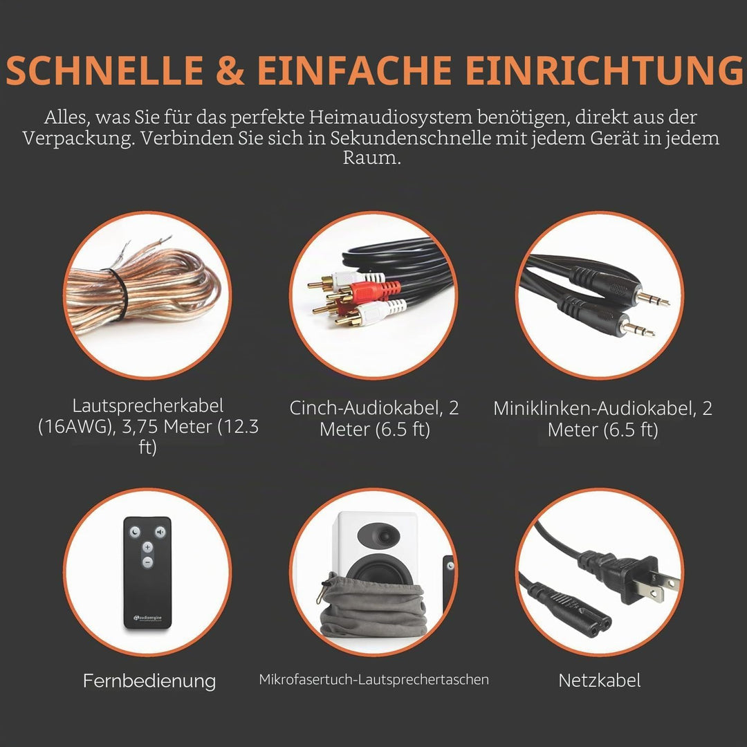 Audioengine Regallautsprecher - A5 Plus 150-W-Bluetooth-Lautsprecher für Heimkinos und Studios A5+ B