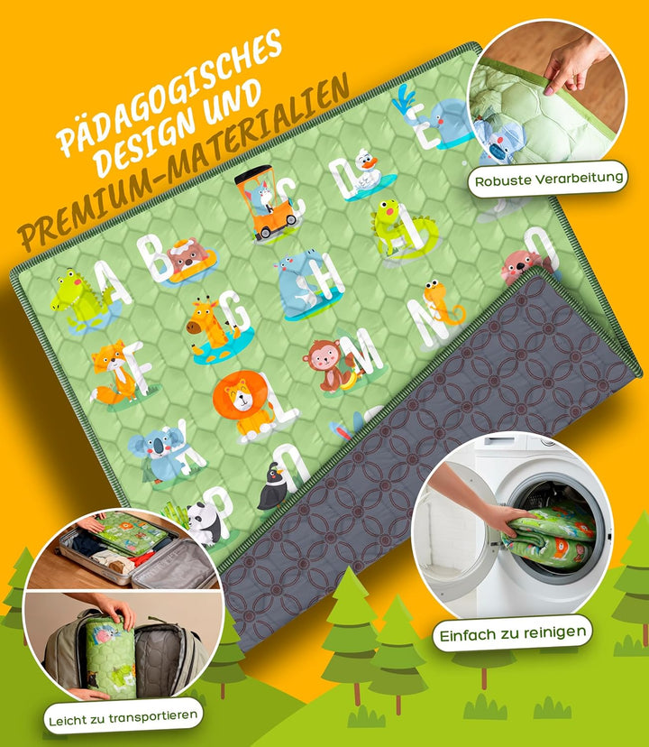 Spielmatte & Krabbelmatte Baby Faltbar 127x127cm Bodenschutz gegen Stürze Play Mat for Babies – Dick