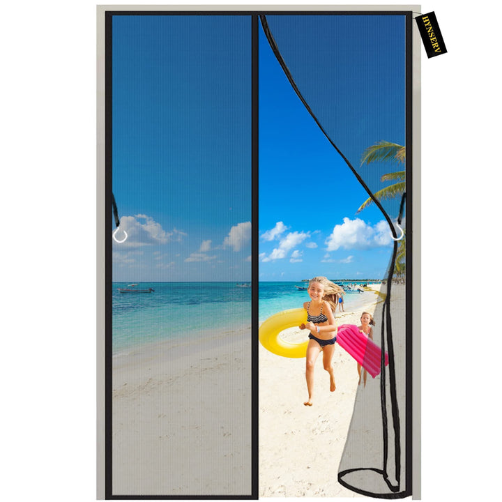 Fliegengitter Tür Magnet 140x200cm Schwarz Magnet Fliegenvorhang - Kinderleichte Klebemontage Ohne B