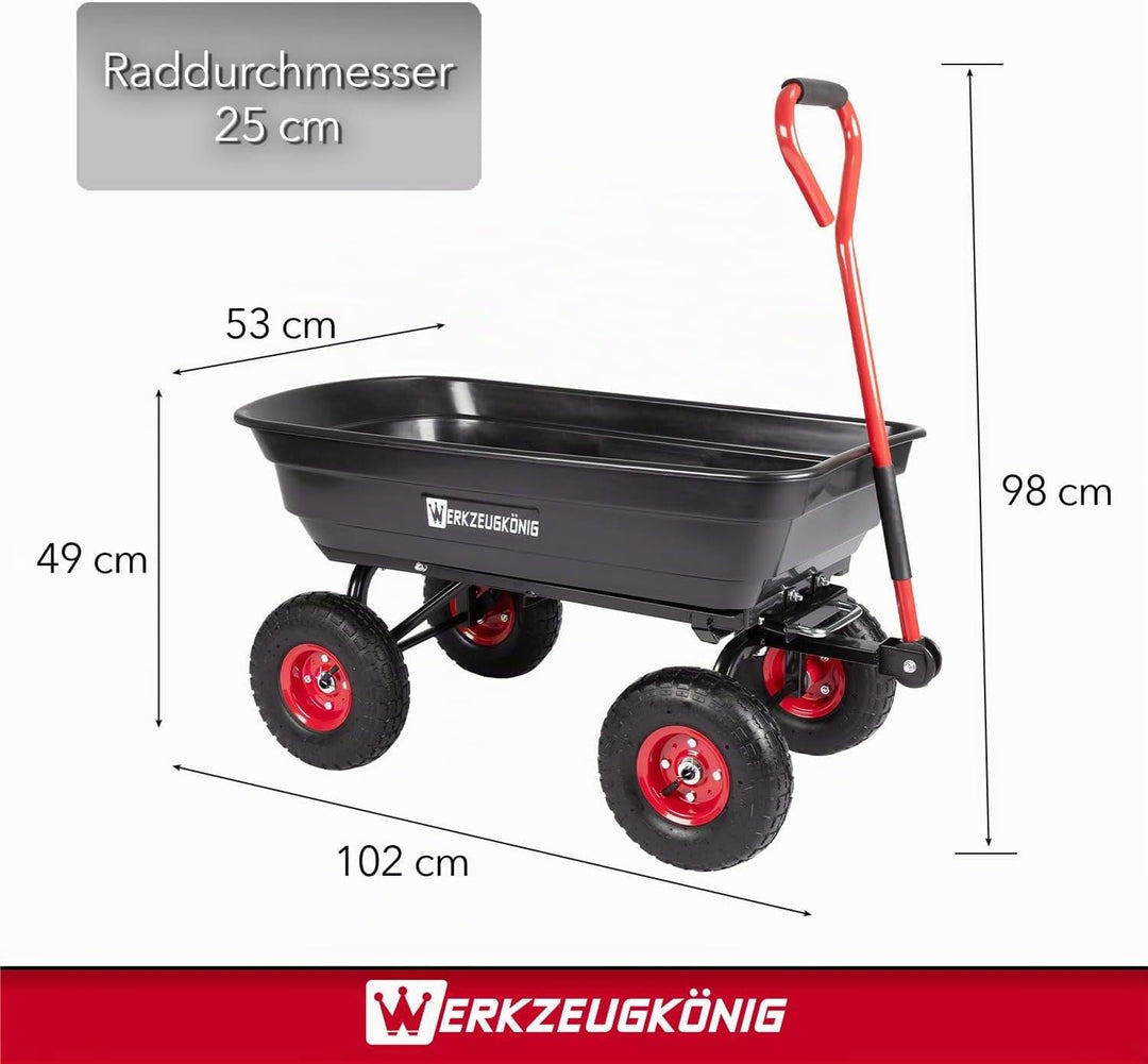 Gartenwagen WK-GW01, Transportwagen, Metall, Schwarz, 102x53x49 cm, 300 kg Tragkraft