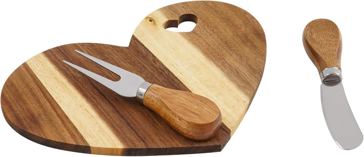 Käsebrett Servierbrett Holz Herzform 18er Set Mit Besteck | Aus Akazienholz,Mit Geschenkbox,Für Käse