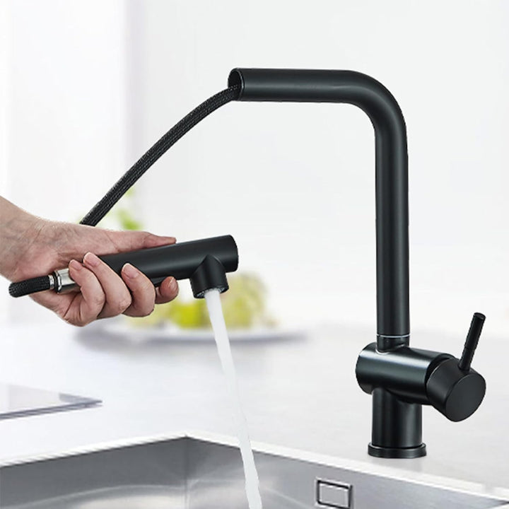Wasserhahn Küche Schwarz Matt Hochdruck Spültischarmatur Küchenarmatur mit Brause Ausziehbar 360° Sc