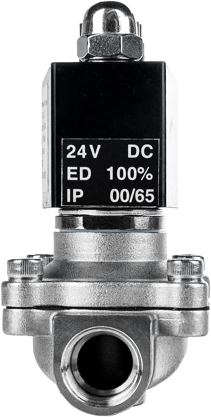 FSA Magnetventil Edelstahl 304 1/2" 24V DC 0-10 bar Viton stromlos geschlossen, 1/2" 24v DC