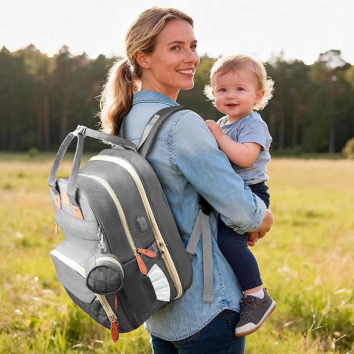 Wickelrucksack Rucksack, Baby Wickeltasche mit Ausklappbarer Wickelstation, Multifunktionale Babytas