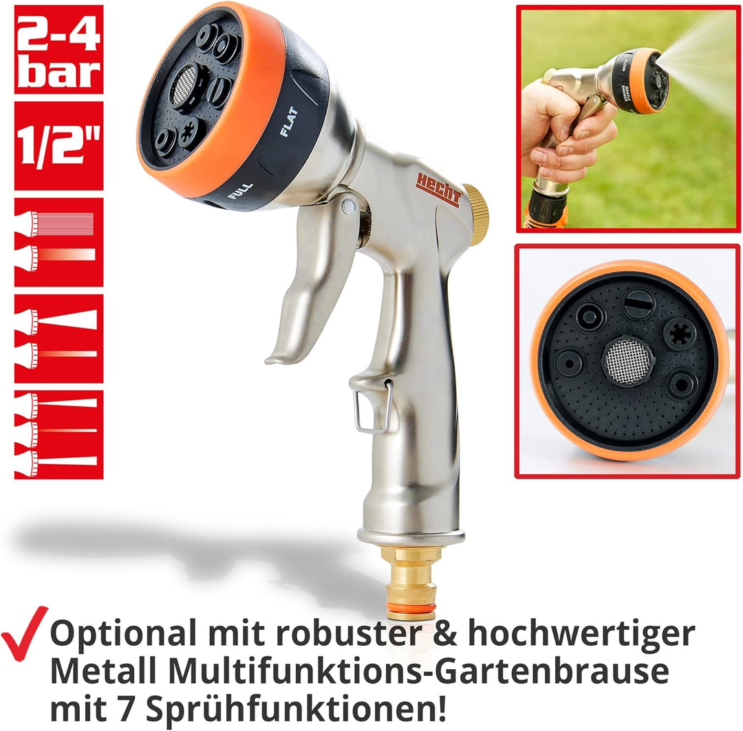 HECHT Automatik Wand Schlauchtrommel – mit 20m+2 oder 30m+2 Gartenschlauch – Inkl. Wandhalterung Sch