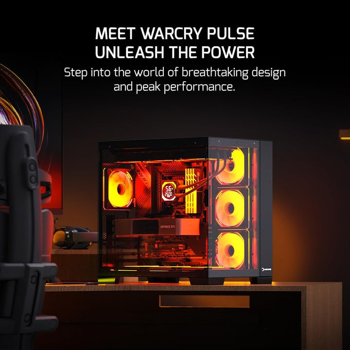 GAMEPOWER Warcry Pulse Gaming PC Gehäuse, ATX Mid Tower, Desktop Computer Case mit Tempered Glass, A