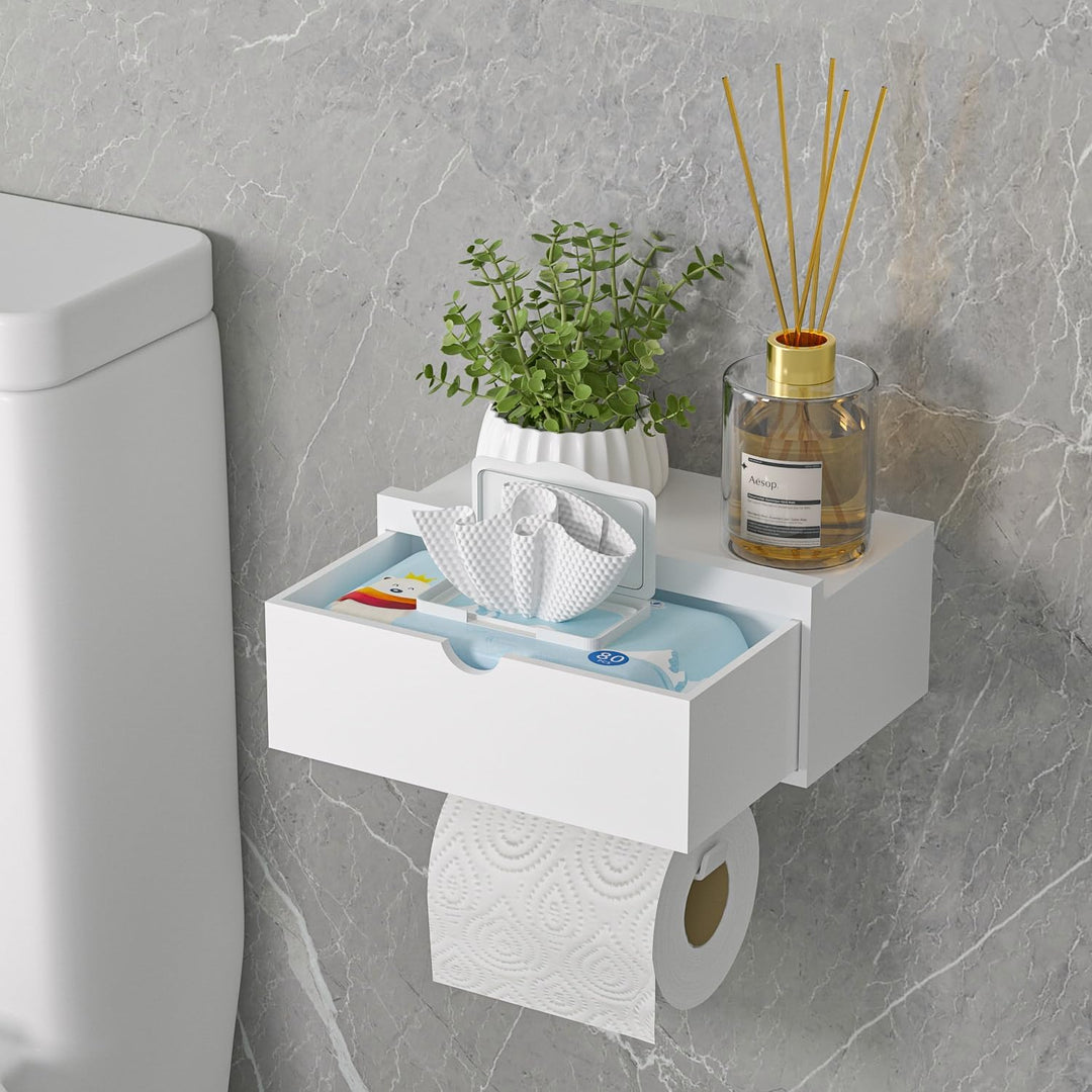 Toilettenpapierhalter Ohne Bohren, Klopapierhalter mit Feuchttücherbox Klorollenhalter mit Ablage Ba
