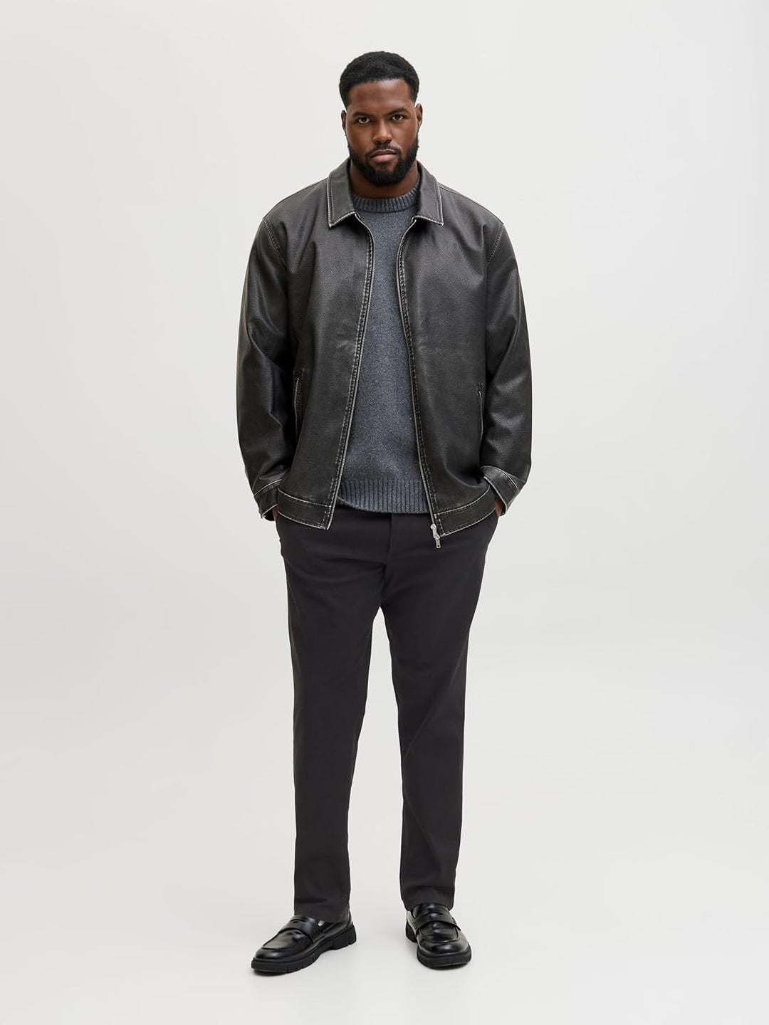 JACK & JONES Male Chino Hose Plus Size Regular Fit Chino Hose 40W / 30L Schwarz, 40W / 30L Schwarz