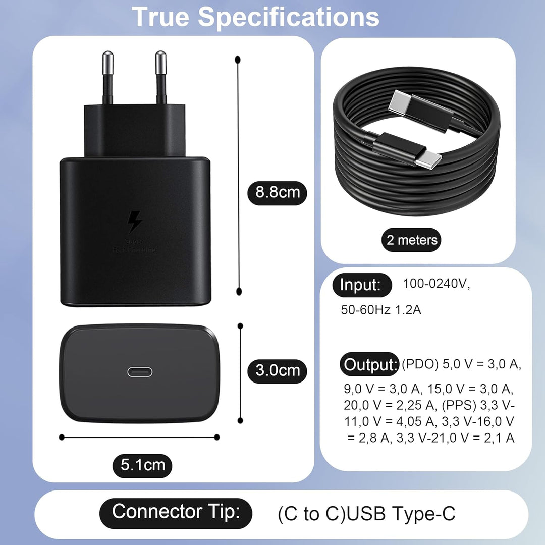 2er-Pack 45W USB C Ladegerät, Schnellladegerät PD 3.0 Netzteil mit Ladekabel USB-C Schnellladekabel