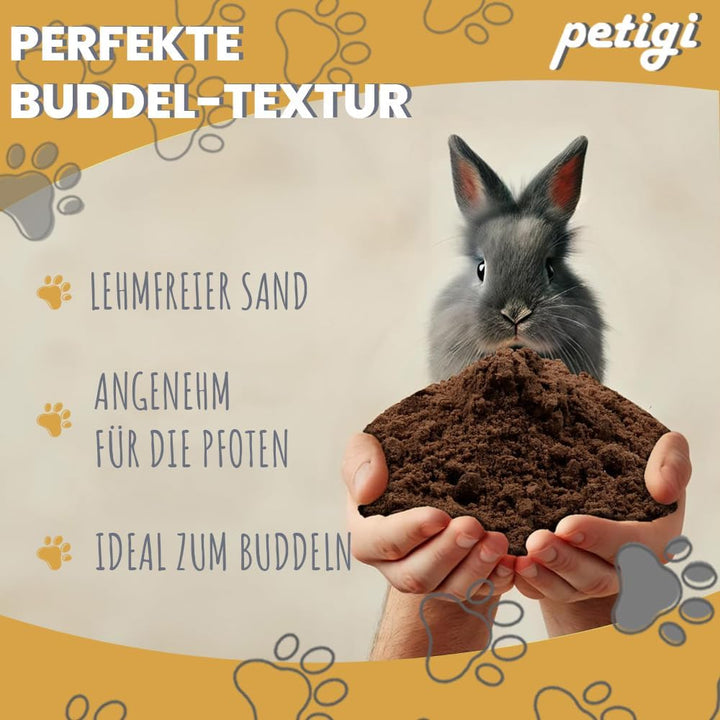 Petigi 25 kg Kaninchen Buddelsand für Buddelkisten von Kaninchen, Hasen, Chinchilla, für Sensible Pf