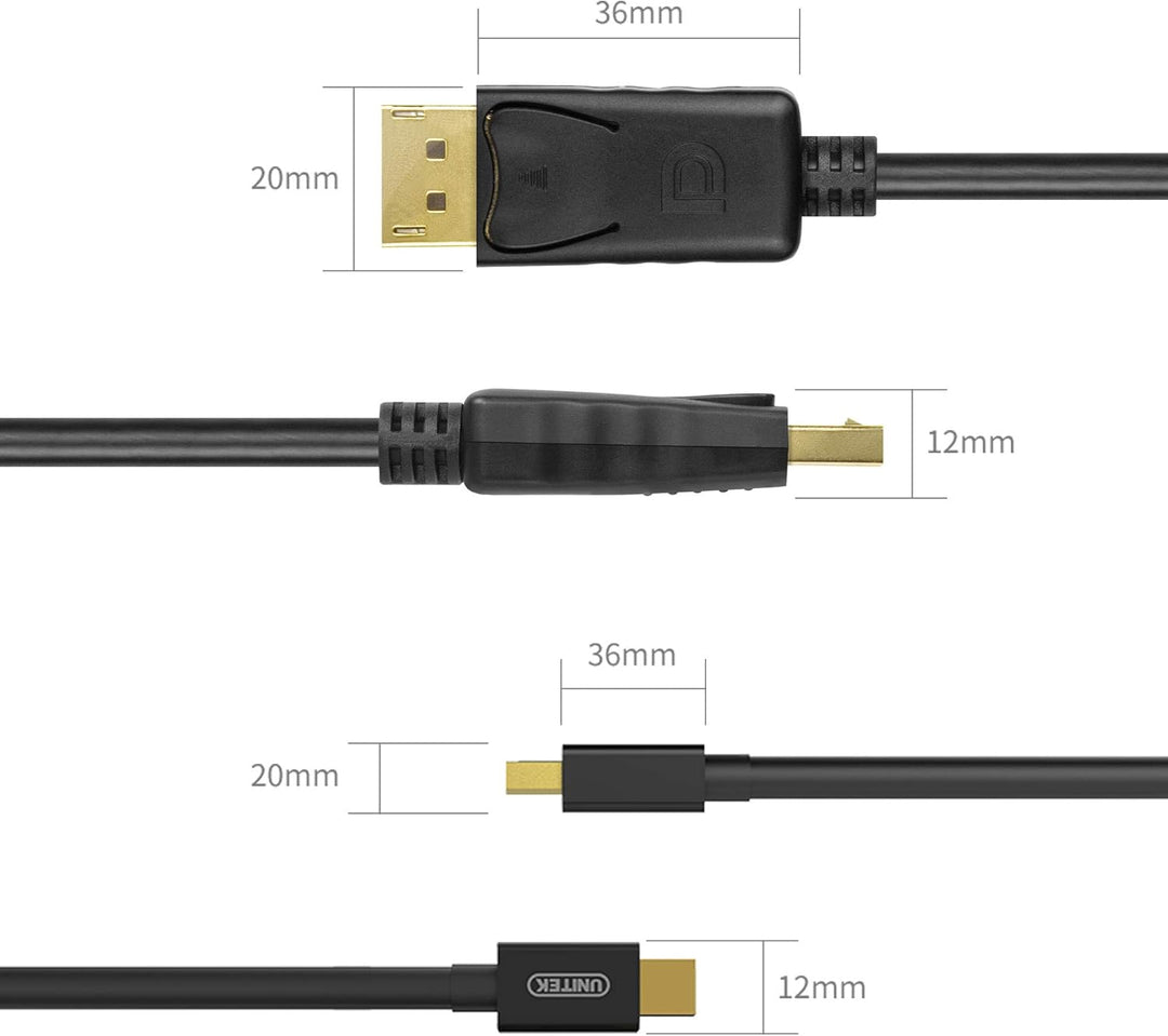 UNITEK Y-C611BK MiniDisplayPort/ Displayport Kabel m/2m Schwarz 2 M miniDP - DP, 2 M miniDP - DP