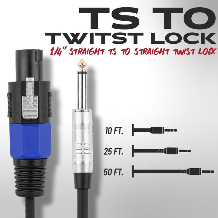 Gator Cableworks GCWB-SPK-10-1TL Backline 10 Foot 3m TS to Twist Lock – Hochwertiges Audiokabel für