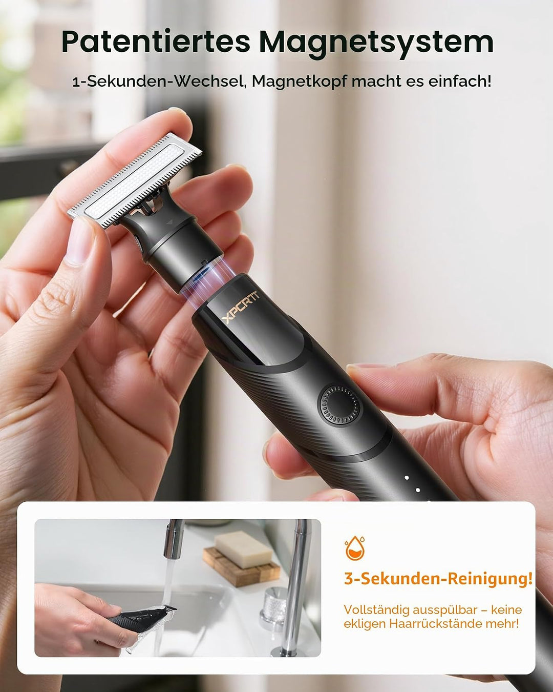2025 Upgrade Elektrischer Barttrimmer & Rasierer [Schmerzfrei & Sanft] USB-C Schnellladung, Tragbare