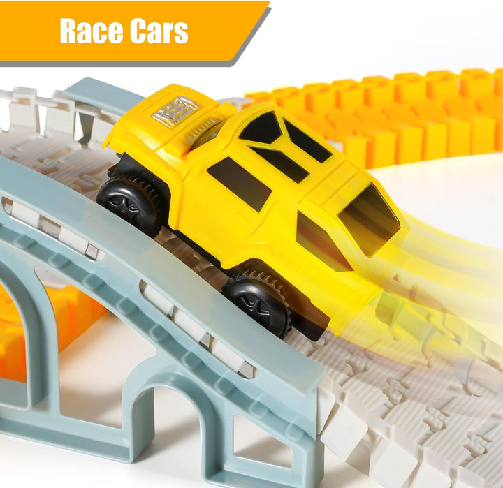 Kizplays 260pcs Autorennbahn Rennbahn 6 Cars Bagger Spielzeug ab Spielzeugautos Autobahn ab 3 4 5 6