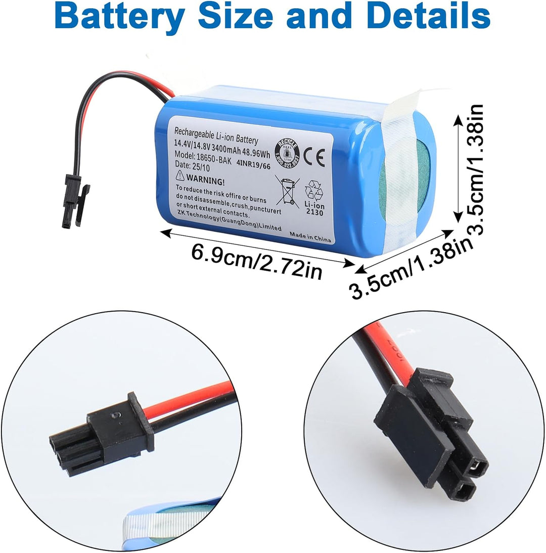 3400mAh ErsatzAkku Kompatibel mit Kyvol Cybovac L20 E20 E30 E31 Coredy R750 G800 G850 Robot Vacuum C