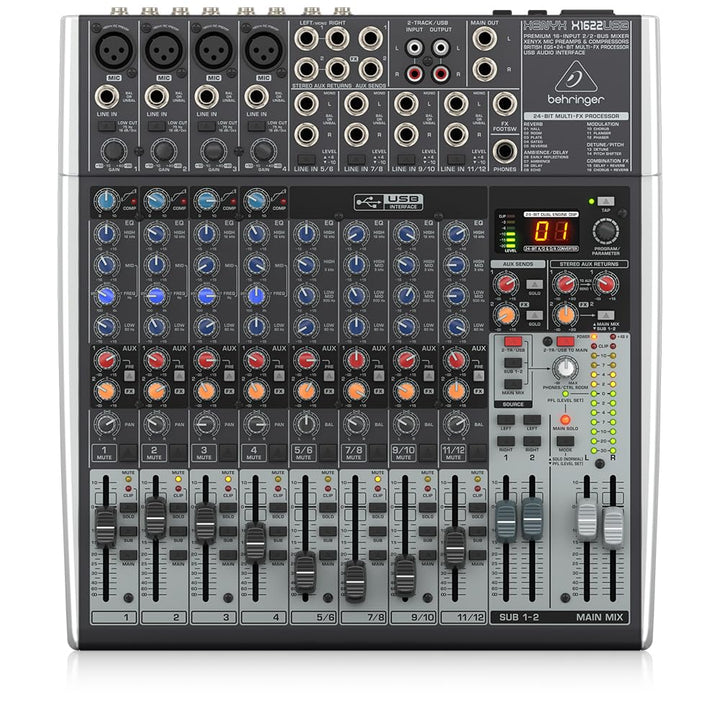 Behringer XENYX X1622USB Premium 16-Input 2/2-Bus Mixer mit XENYX Mic Preamps und Compressors, Briti