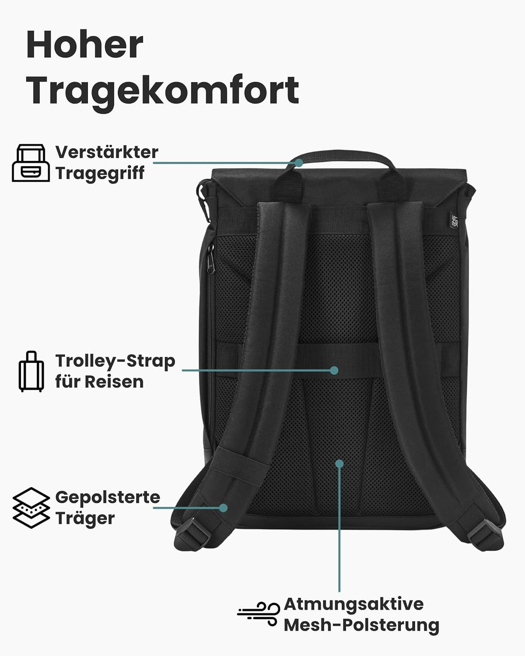 LARKSON Rucksack Damen Schwarz – Nina, Schwarz