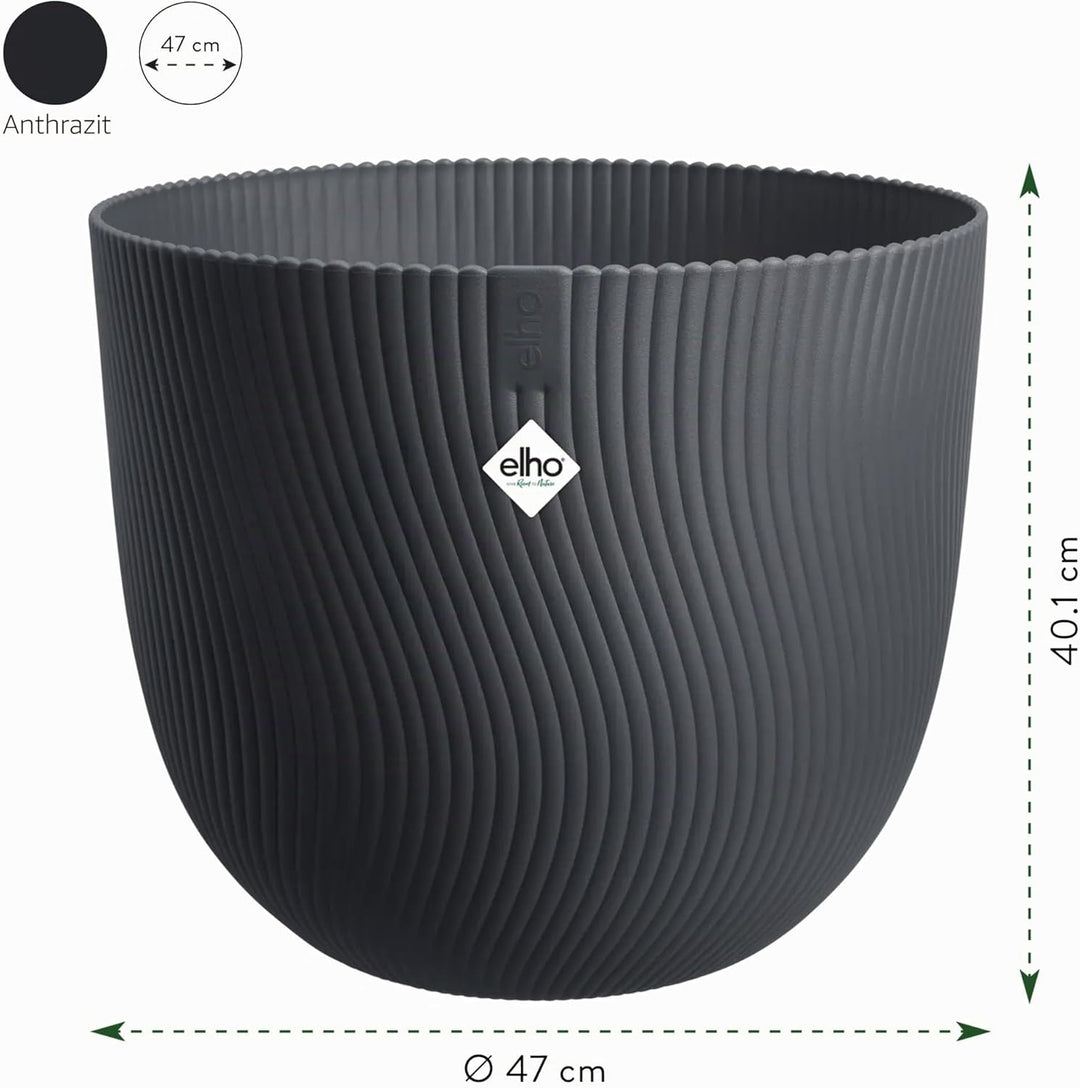 elho Sereh Round 47 - Flower Pot for Indoor and Outdoor Use - 100% Recycled Plastic - Diameter 47.0