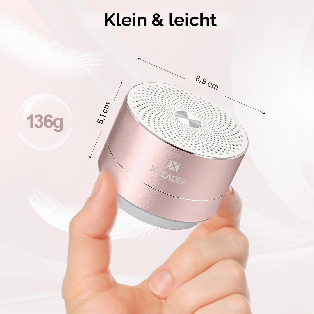 XLeader Dusche Lautsprecher, Rosa Mini Bluetooth Lautsprecher, IPX7 Wasserdicht, 5W Klar Sound&amp;Reich