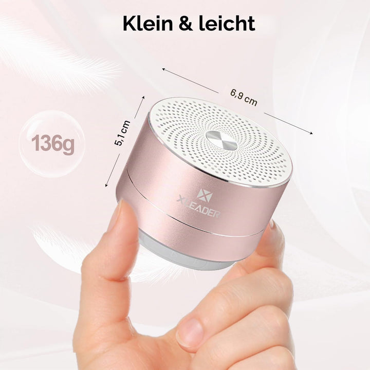 XLeader Dusche Lautsprecher, Rosa Mini Bluetooth Lautsprecher, IPX7 Wasserdicht, 5W Klar Sound&amp;Reich