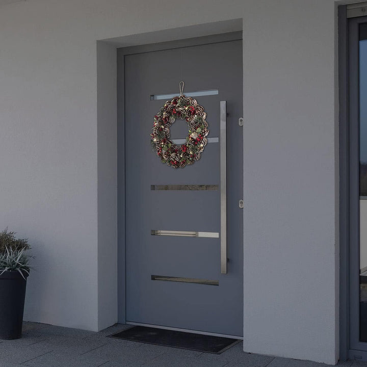 infactory Türkranz LED Weihnachten: Advents- und Weihnachtskranz mit LED-Beleuchtung, rot/grün, Ø 44