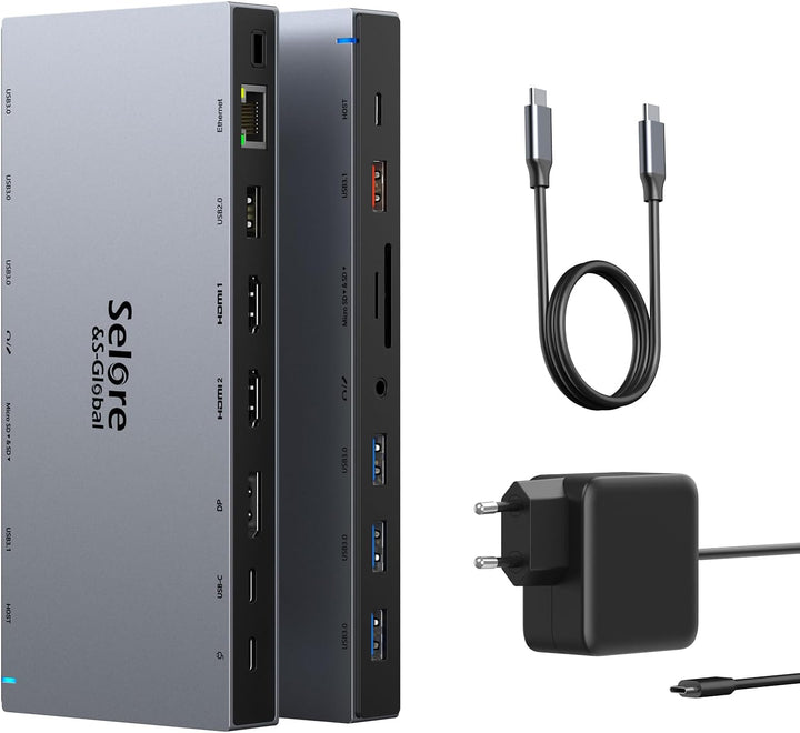 USB C Docking Station mit 65W Netzteil Laptop Dockingstation Triple Display USB C Dock Hub mit 4K Du