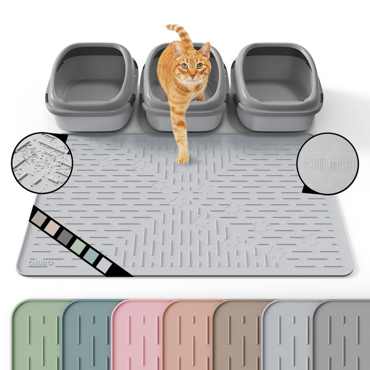 OHMO Katzenklo Matte aus Premium-Silikon 95 x 64 cm Gross, Wasserdicht und BPA-Frei Katzenstreu Matt