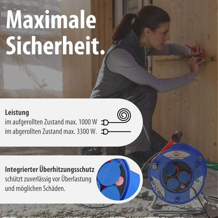 Brennenstuhl Garant IP44 Kabeltrommel (25m, Spezialkunststoff, kurzfristiger Einsatz im Aussenbereic
